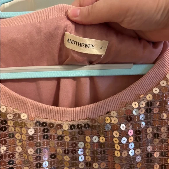 Sequin Pink TShirt Dress OBO - Picture 2 of 3